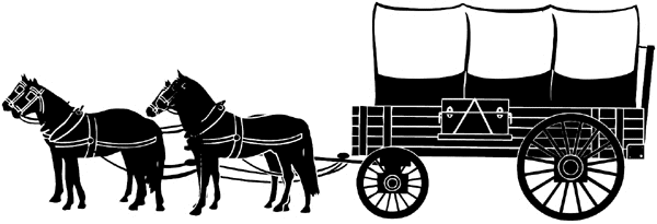 Four horses pulling covered wagon vinyl sticker. Customize on line.  Autos Cars and Car Repair 060-0359 